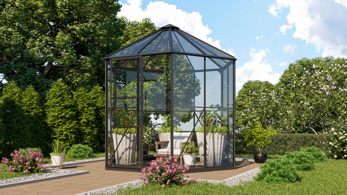 Växthus Hera 4500 Svart Glas Sockel 4,5 m² Vitavia